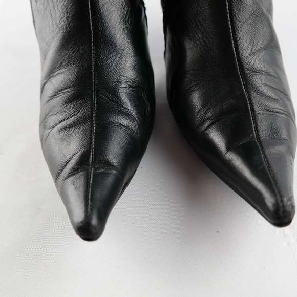 Moda In Pelle Tall Ruched Leather Boots Sz 37 - Picture 5 of 8